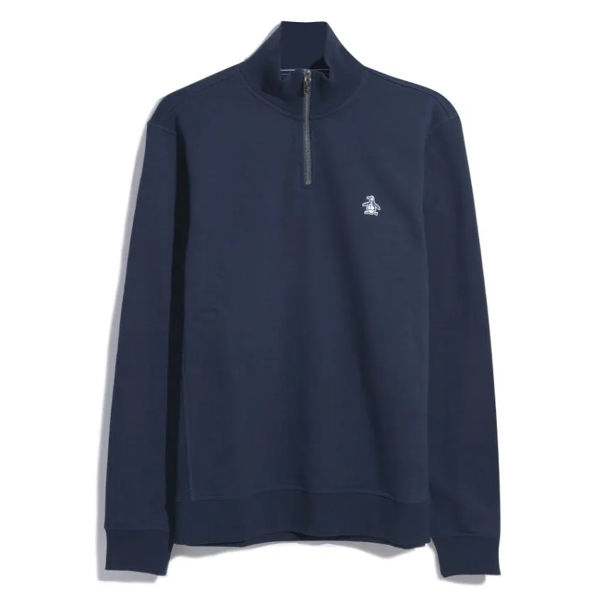 Penguin Mens Sticker Pete Fleece ¼ Zip Sweatshirt Dark Sapphire