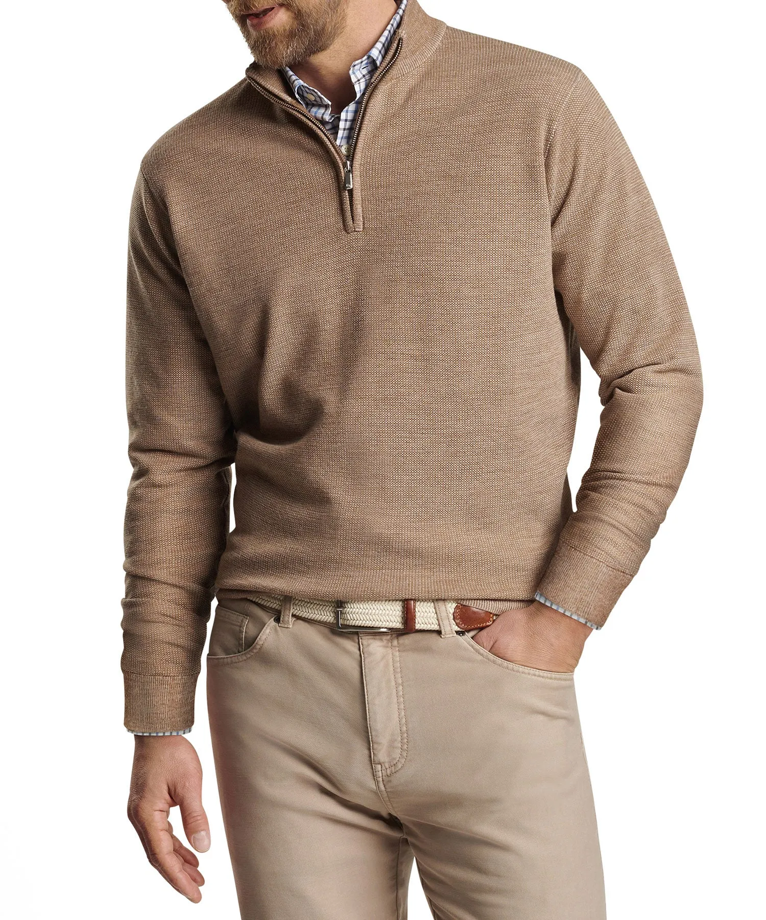 Peter Millar Birdseye Quarter Zip Pullover Sweater