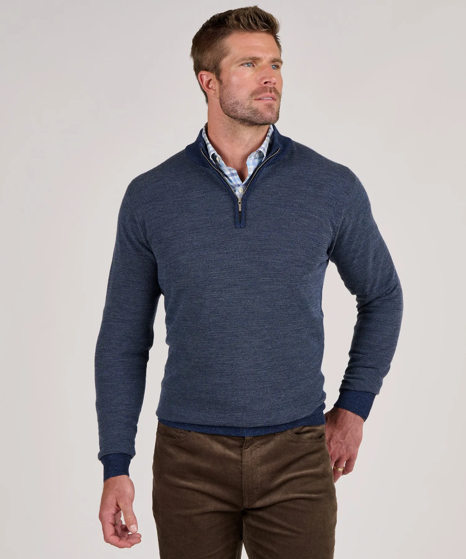 Peter Millar Birdseye Quarter Zip Pullover Sweater