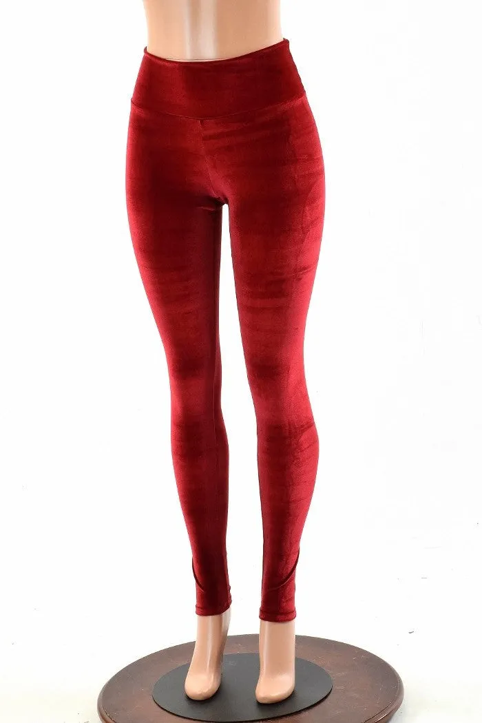 Red Velvet High Waist Leggings