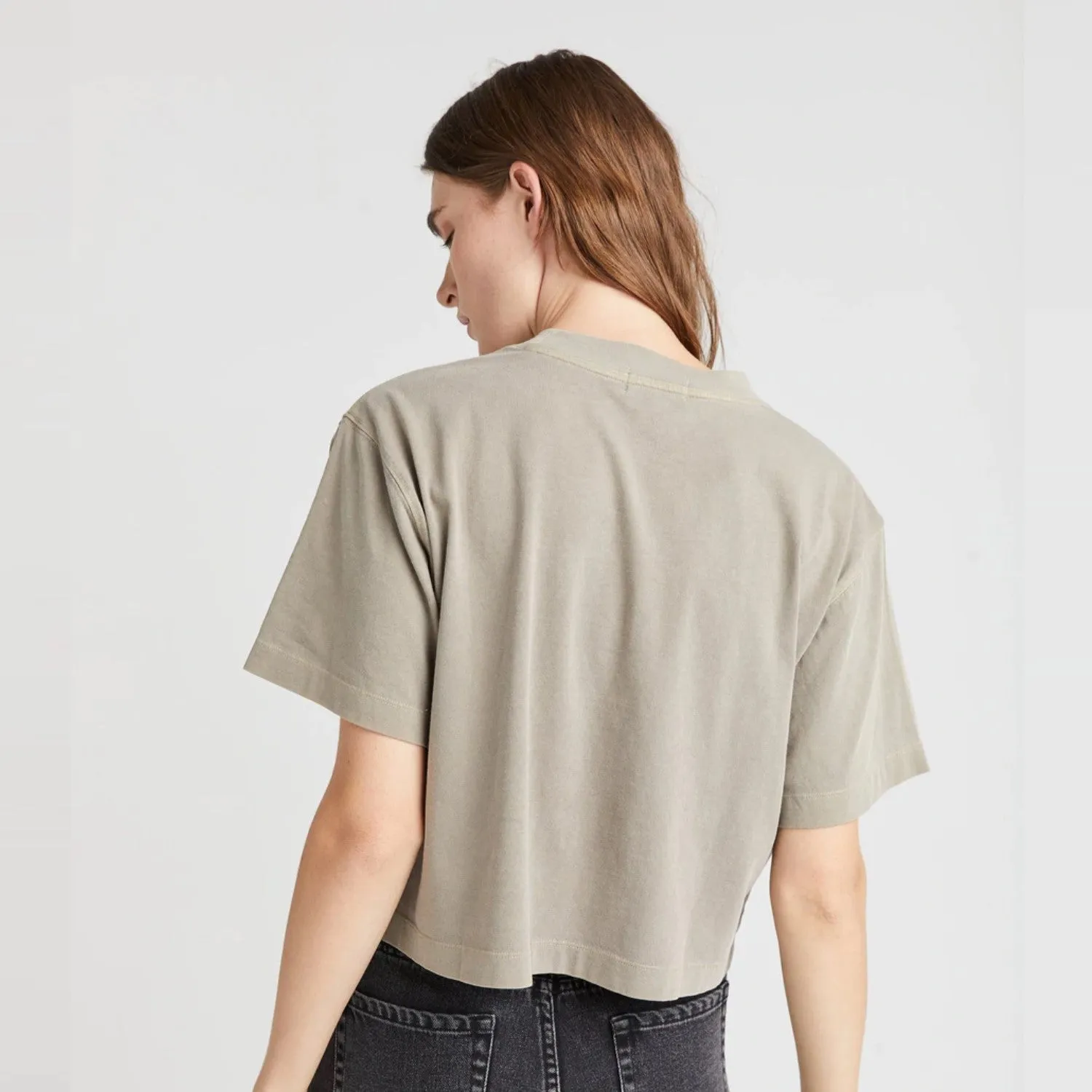 Relaxed Crop Tee (Warm Grey)