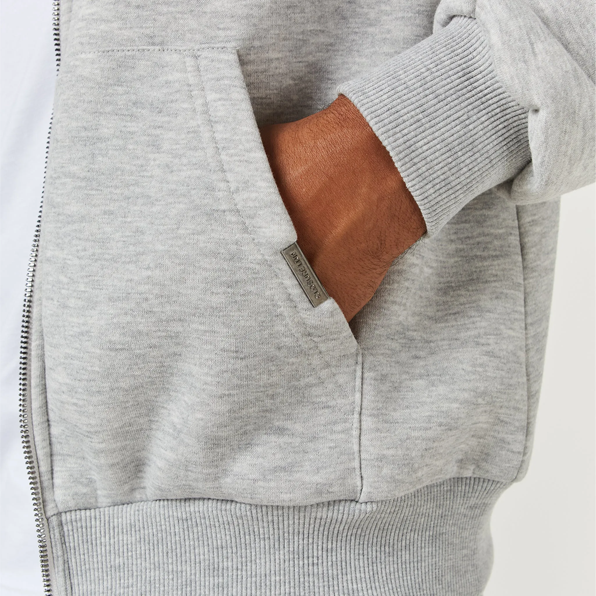 Relaxed Full Zip Hoodie | Grey Marl