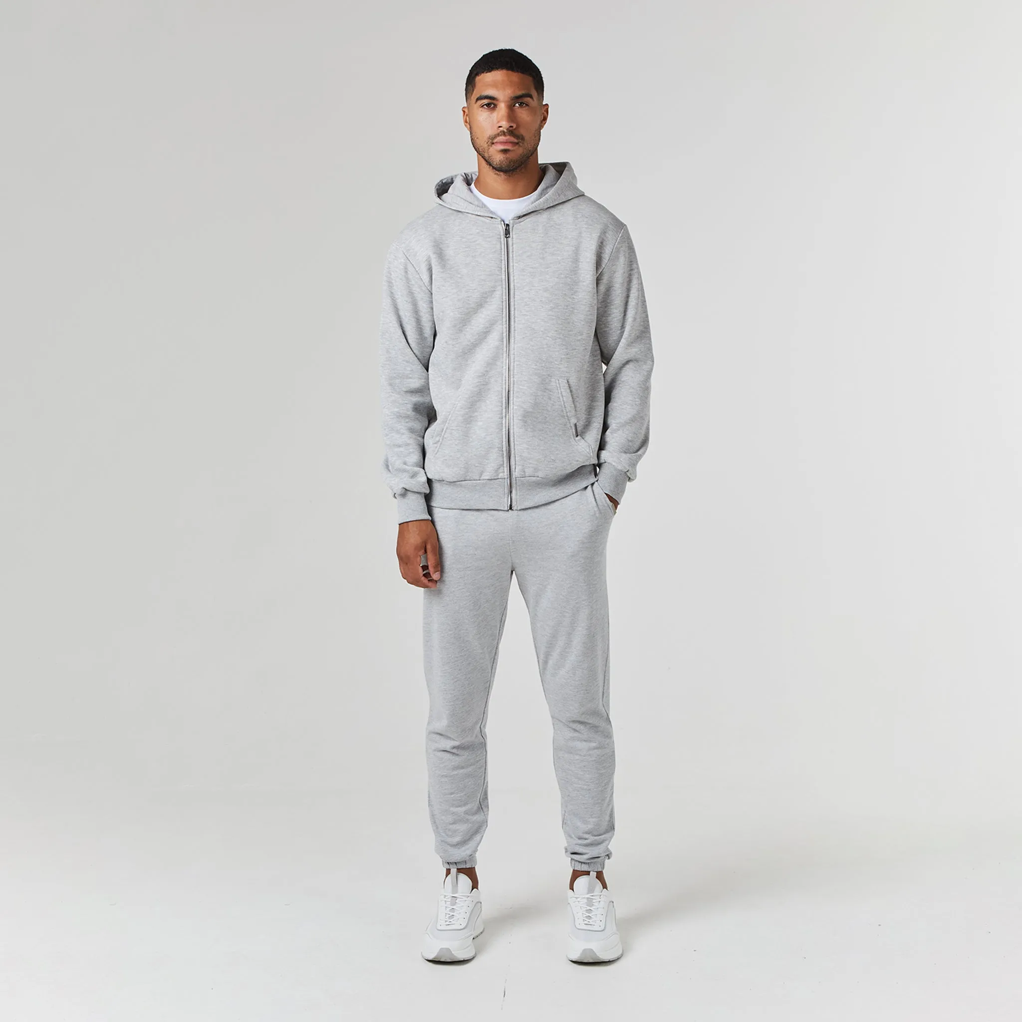 Relaxed Full Zip Hoodie | Grey Marl