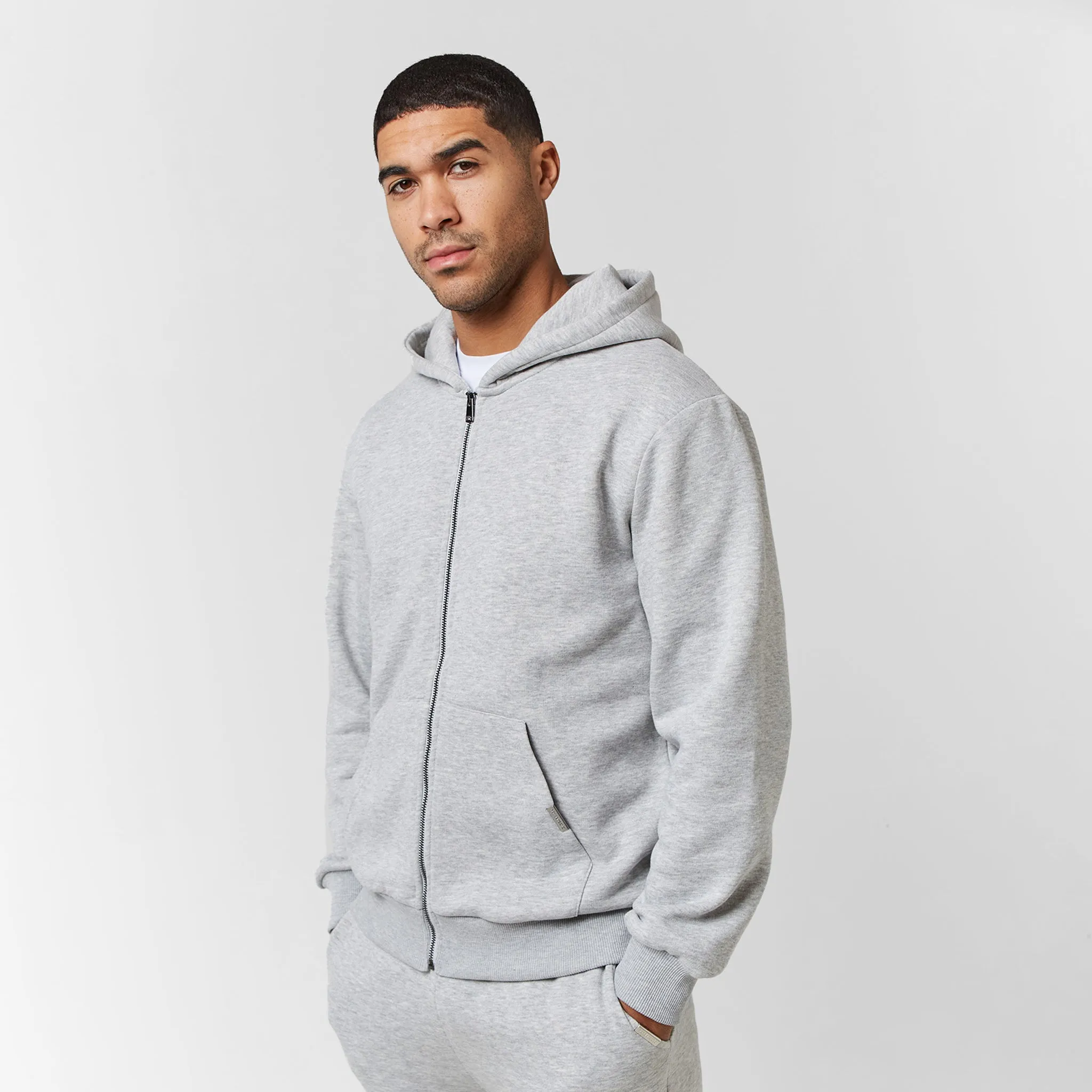 Relaxed Full Zip Hoodie | Grey Marl