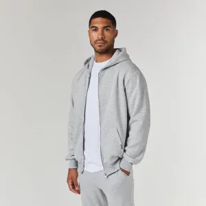 Relaxed Full Zip Hoodie | Grey Marl