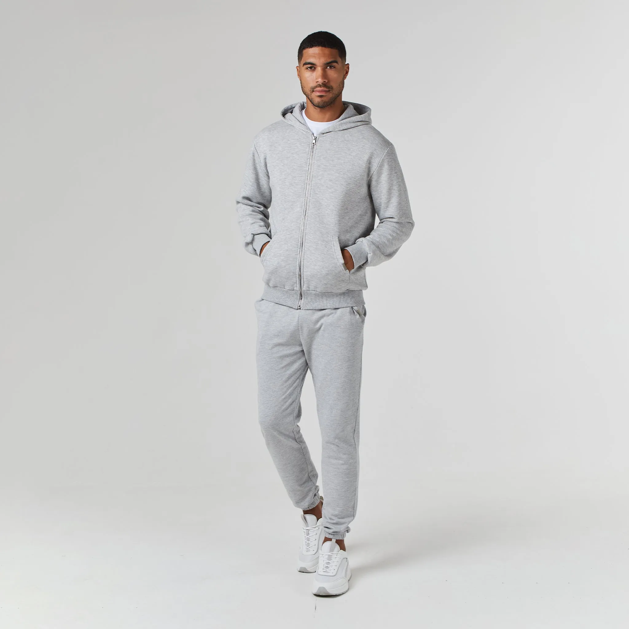 Relaxed Full Zip Hoodie | Grey Marl