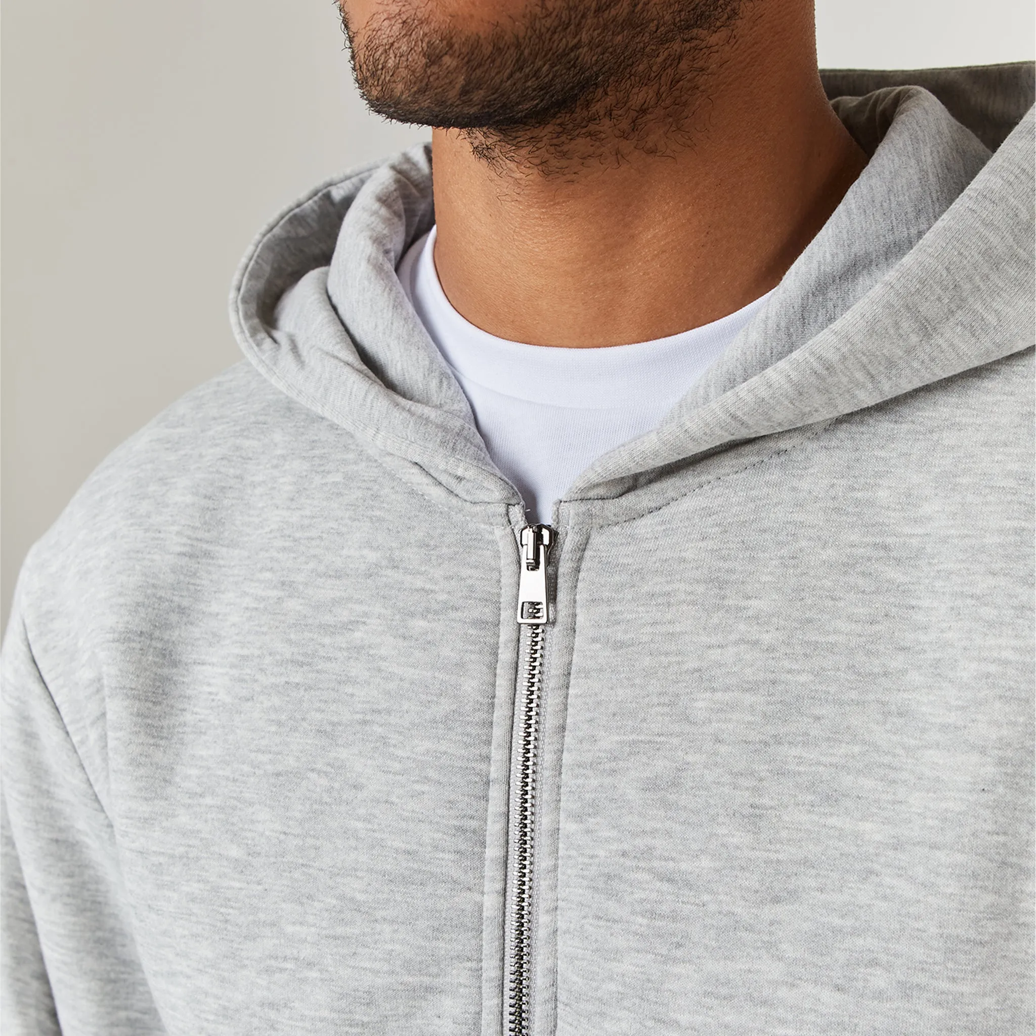 Relaxed Full Zip Hoodie | Grey Marl