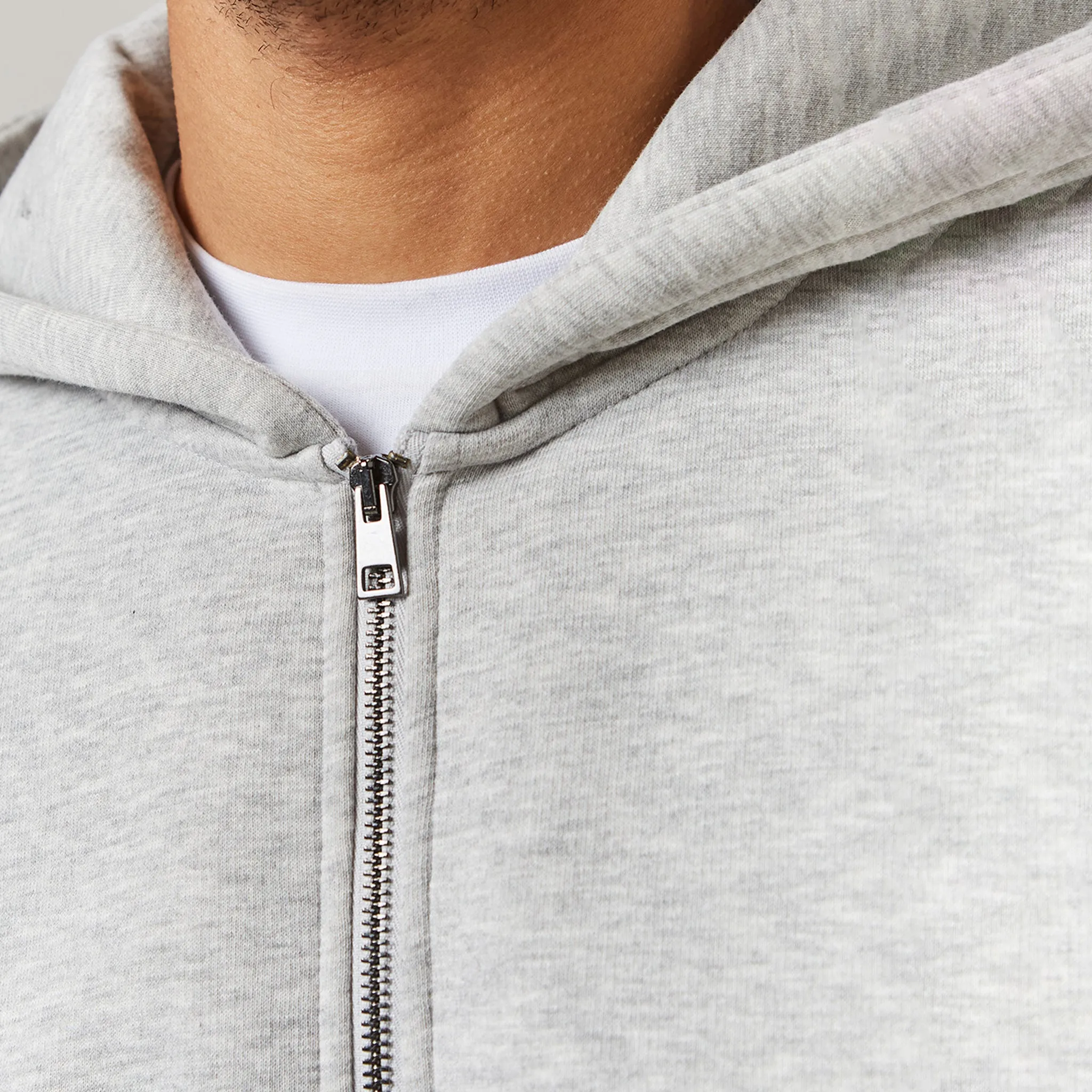 Relaxed Full Zip Hoodie | Grey Marl