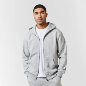 Relaxed Full Zip Hoodie | Grey Marl