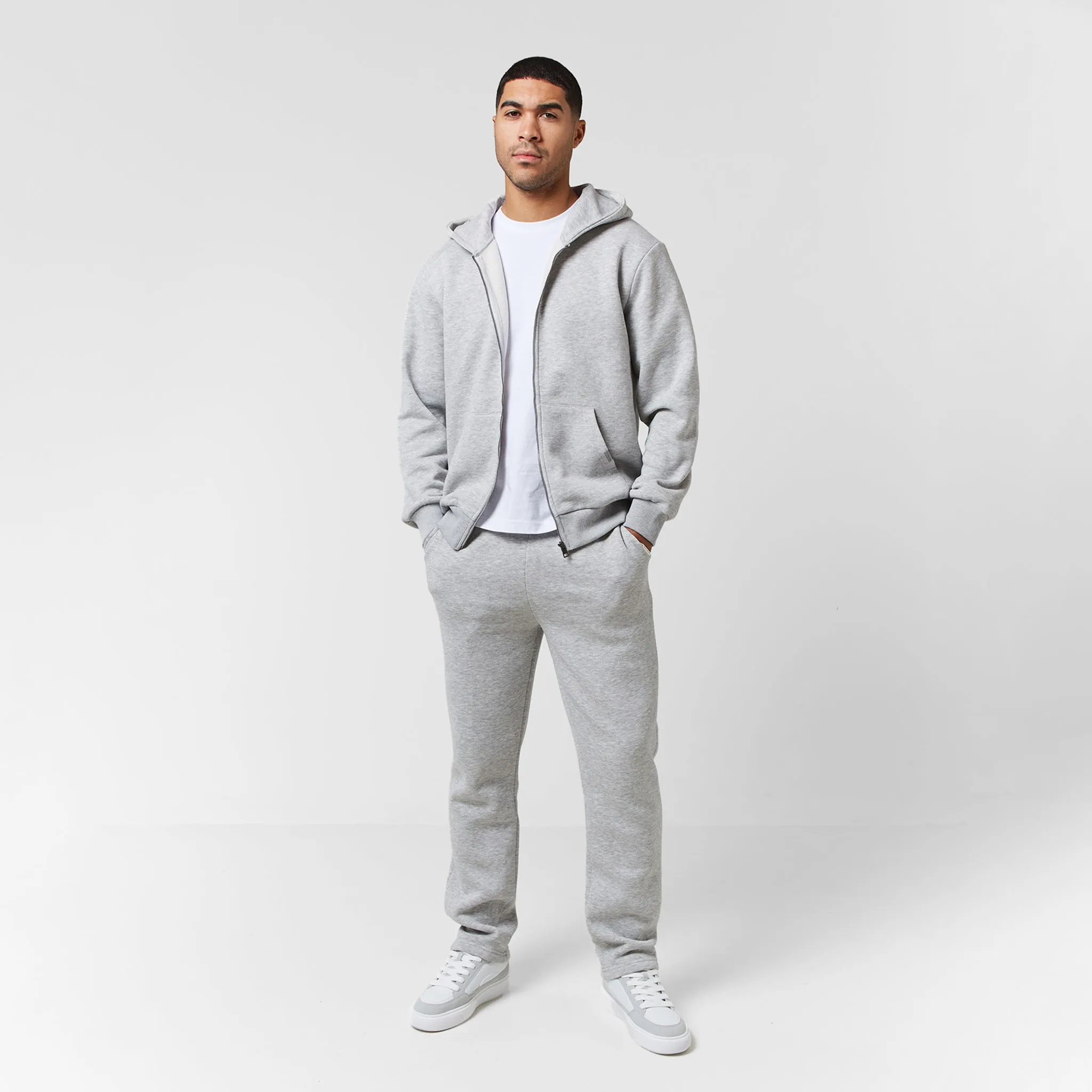 Relaxed Full Zip Hoodie | Grey Marl