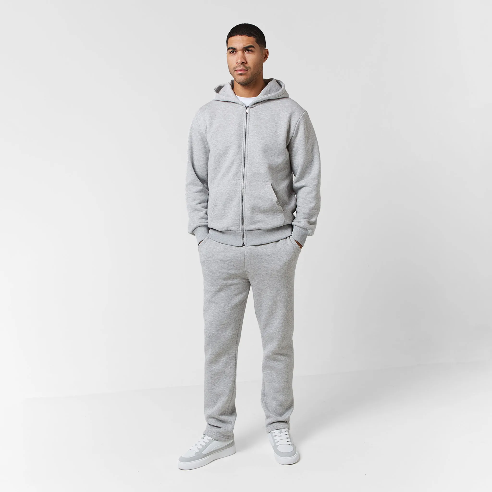 Relaxed Full Zip Hoodie | Grey Marl