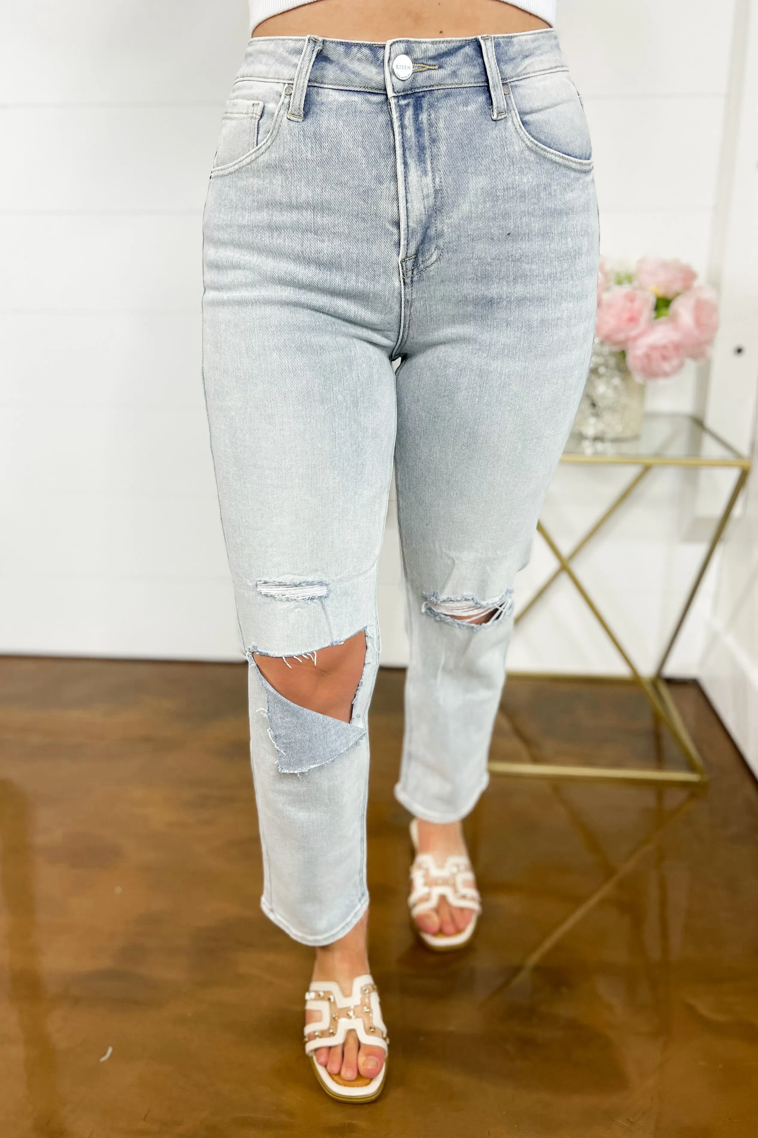 Risen Kendra High Rise Distressed Relaxed Jeans [1-3XL]