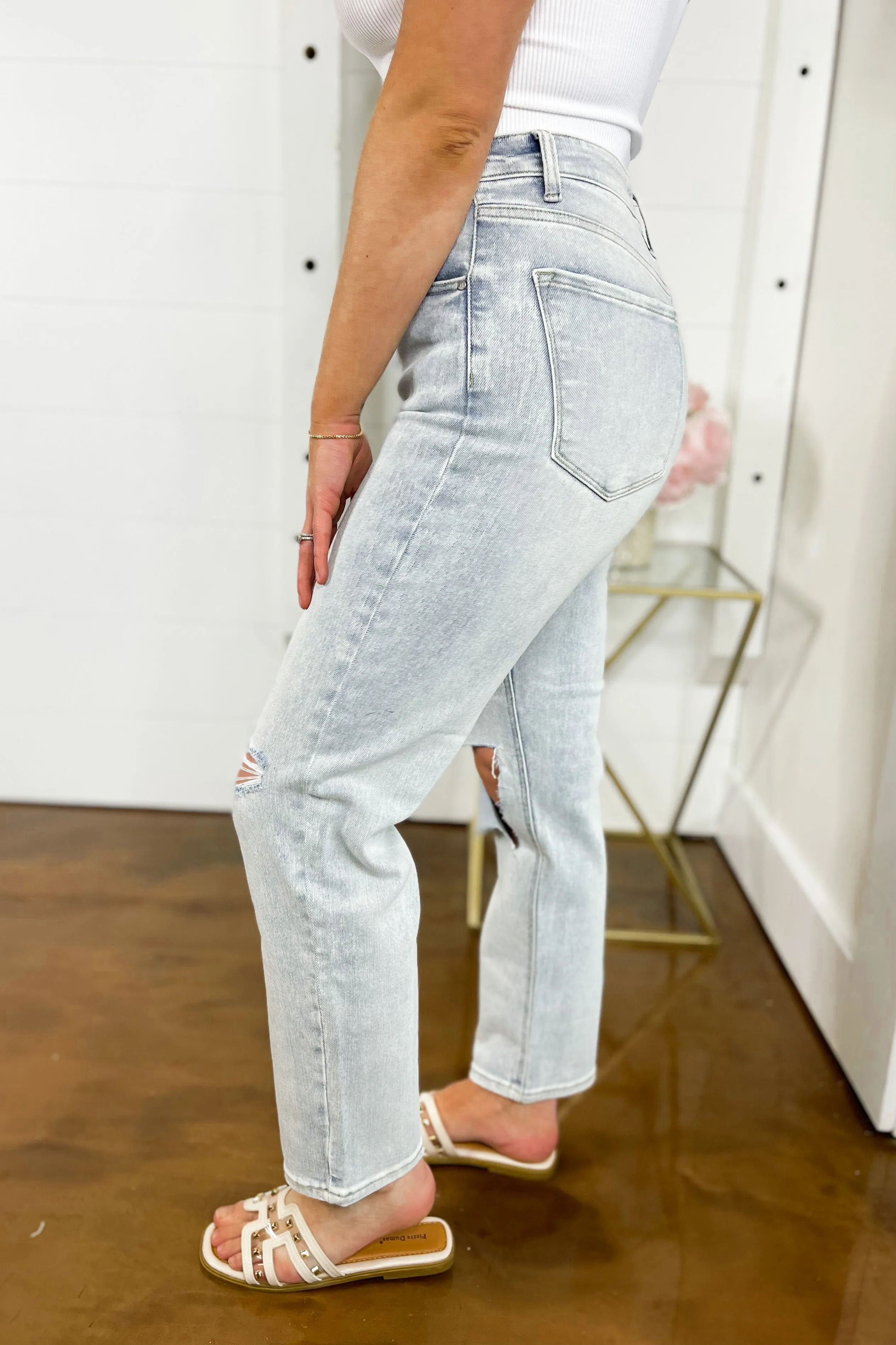 Risen Kendra High Rise Distressed Relaxed Jeans [1-3XL]