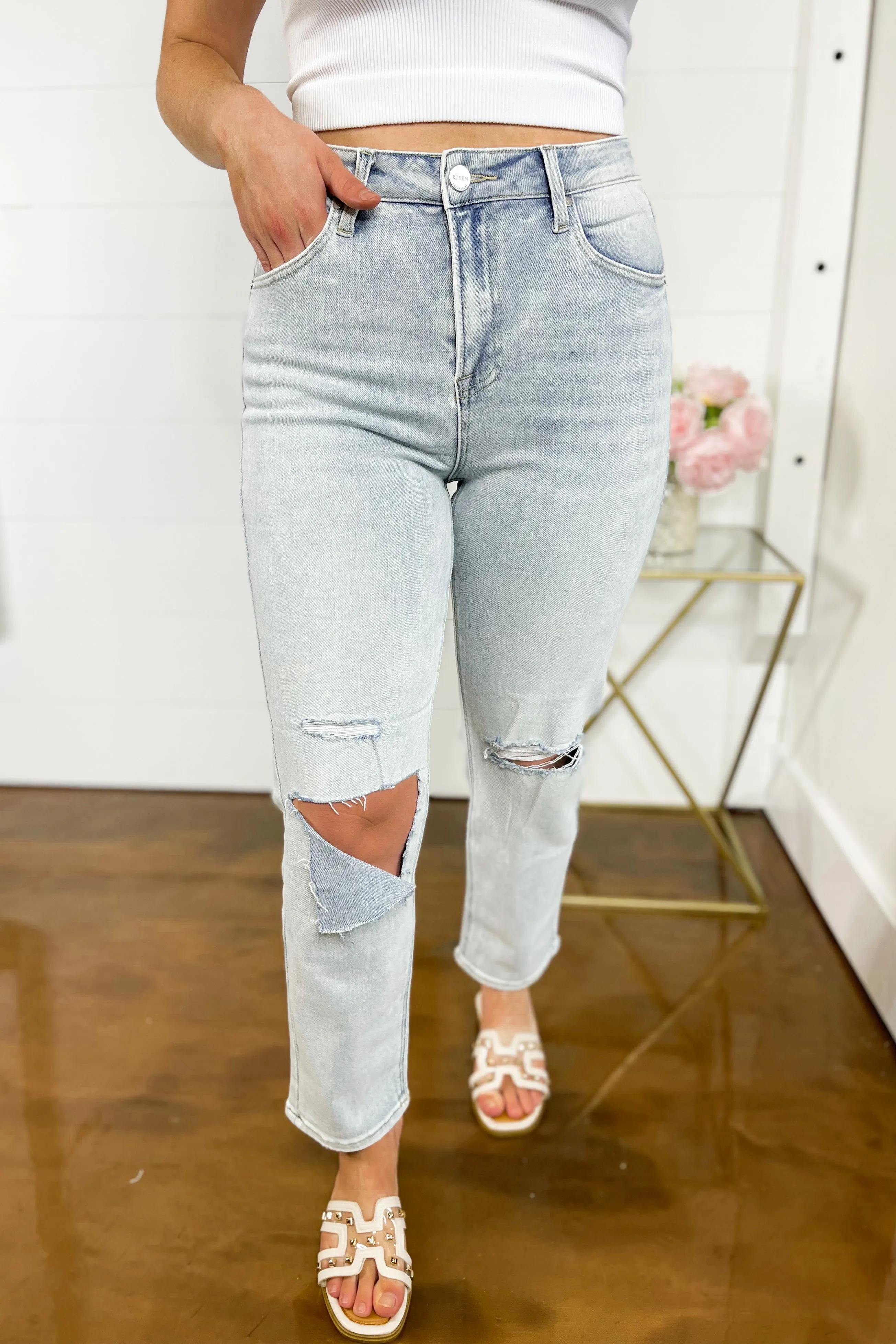 Risen Kendra High Rise Distressed Relaxed Jeans [1-3XL]