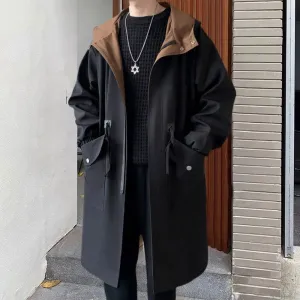 Solid Two Side Color Hooded Coat