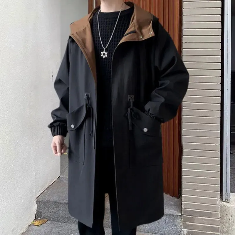 Solid Two Side Color Hooded Coat