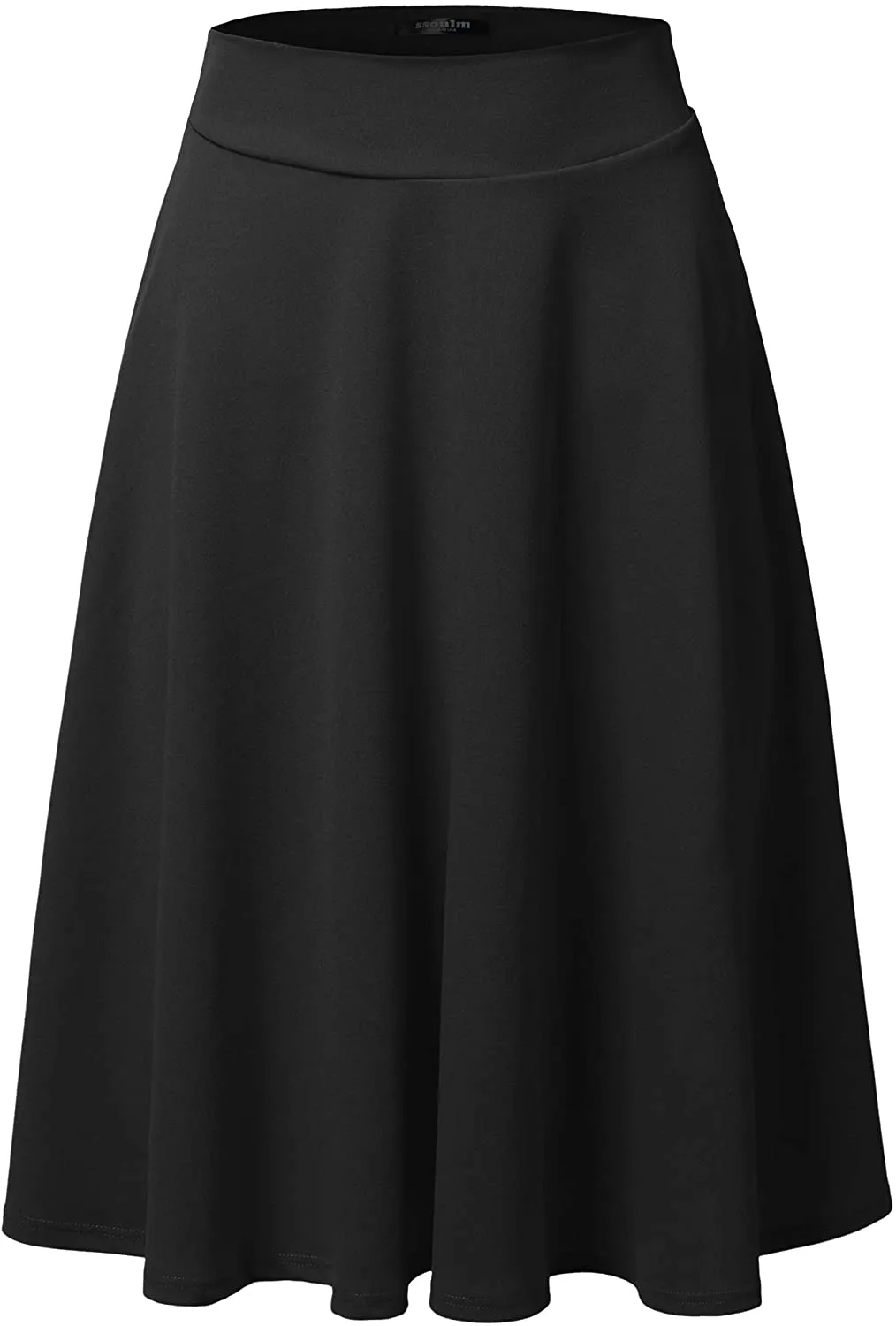 SSOULM Women's High Waist Flare A-Line Midi Skirt with Plus Size