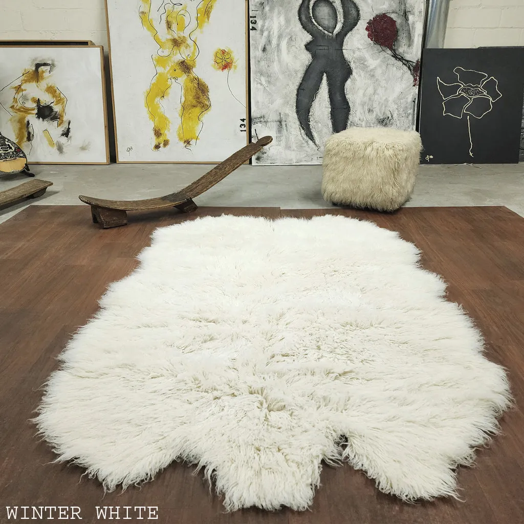 SUPER THICK SHEEPSKIN FLOKATI RUG | PLUSH 3.5" ORGANIC SHAG PILE.