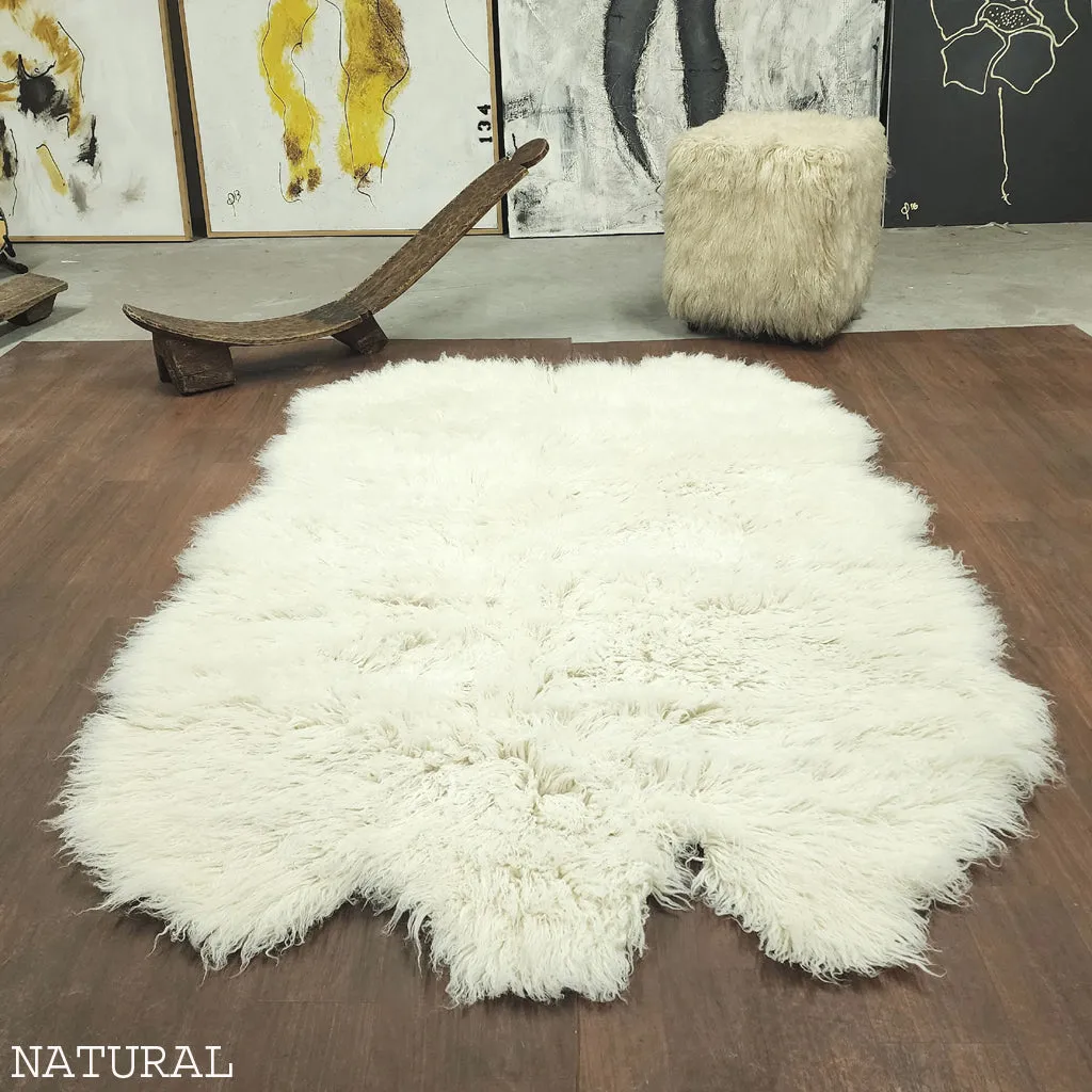 SUPER THICK SHEEPSKIN FLOKATI RUG | PLUSH 3.5" ORGANIC SHAG PILE.