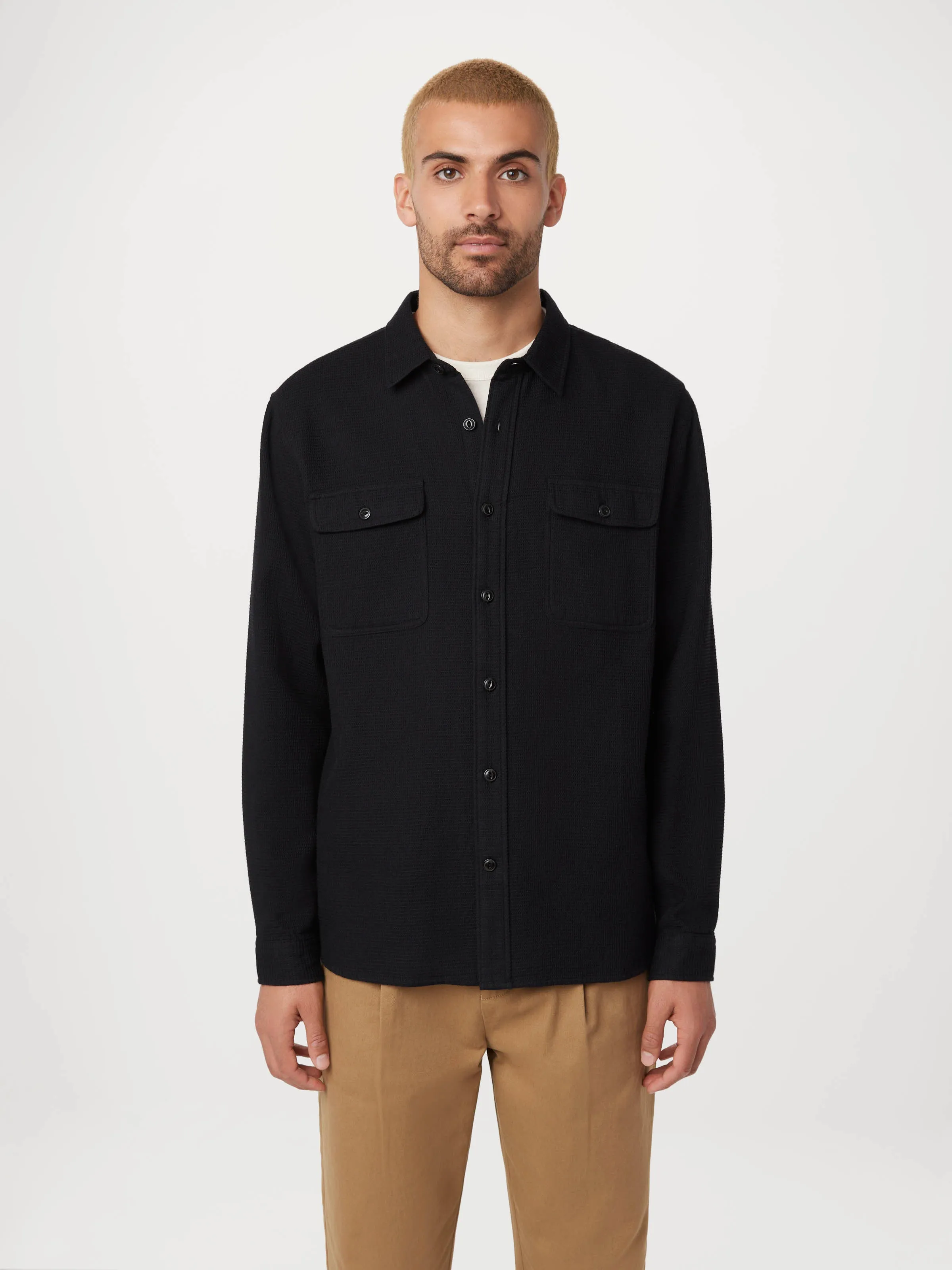 The Waffle Knit Shirt in Black