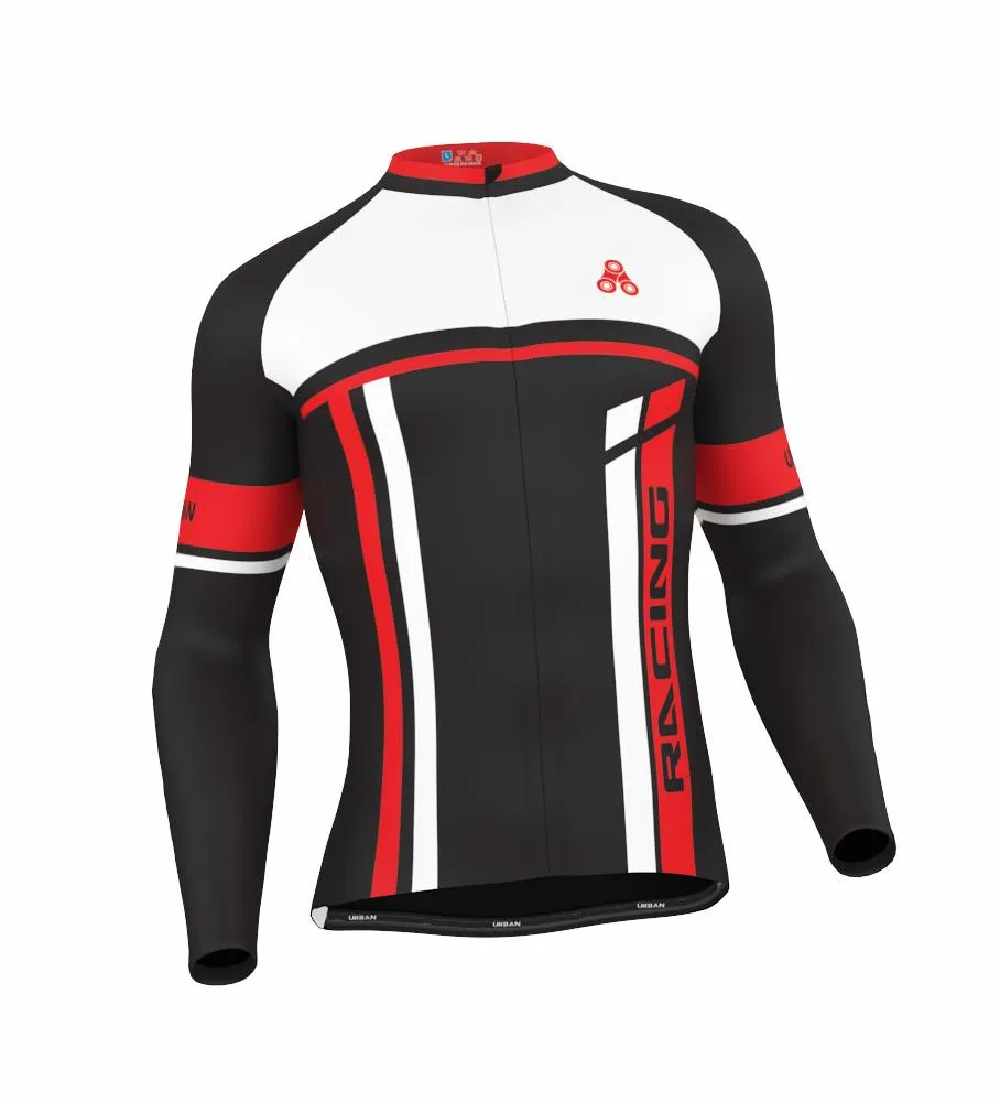 Urban Cycling Red Super Roubaix Thermal Long Sleeve Jerseys / Bib Tights