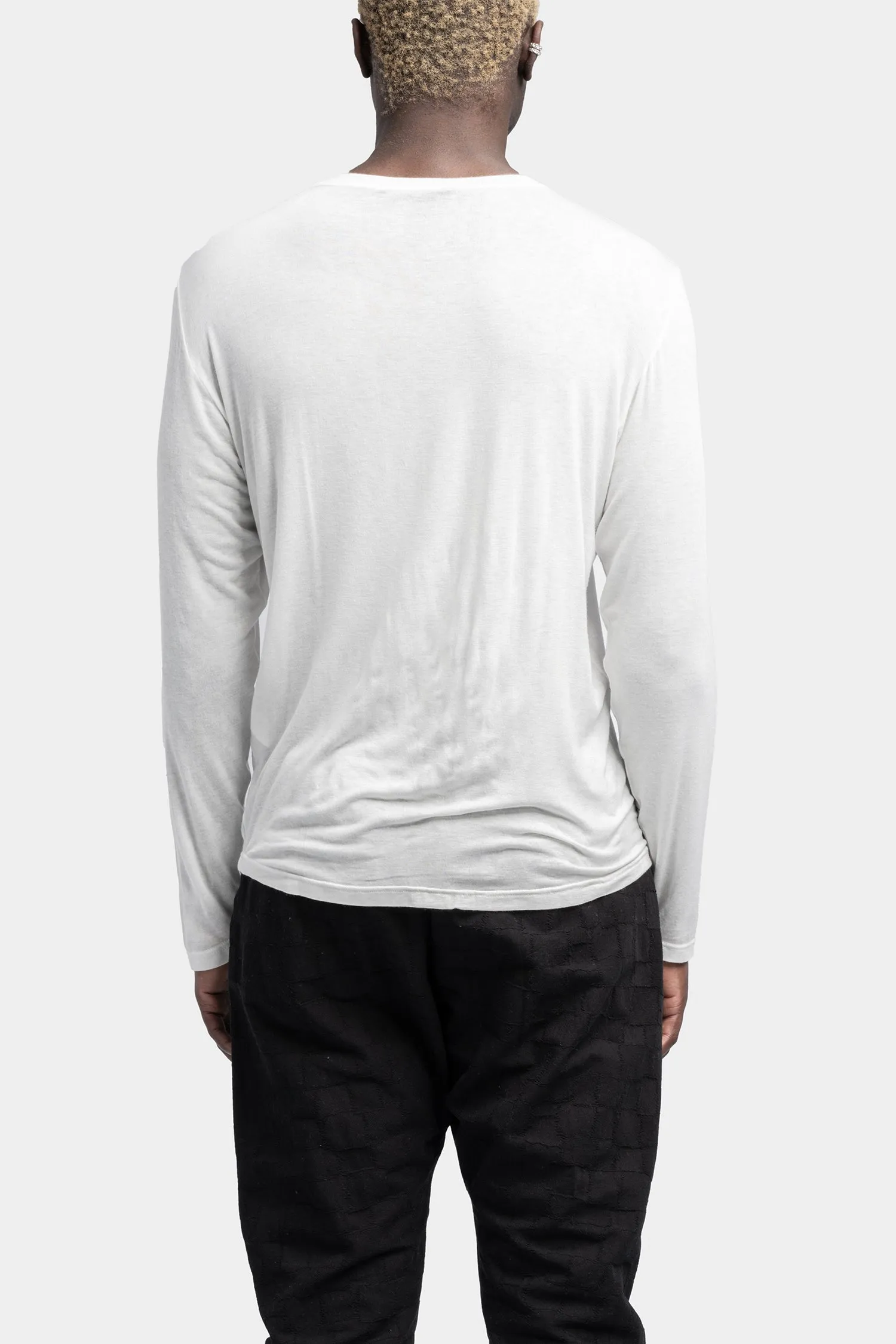 Viscose/silk long sleeve t-shirt, White