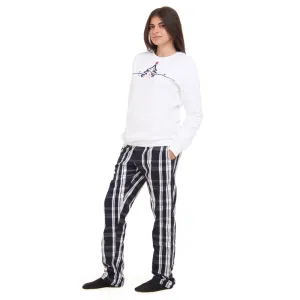 Women Winter Pajama Set Christmas Tree Sweatshirt   Black x White Checkered Pants