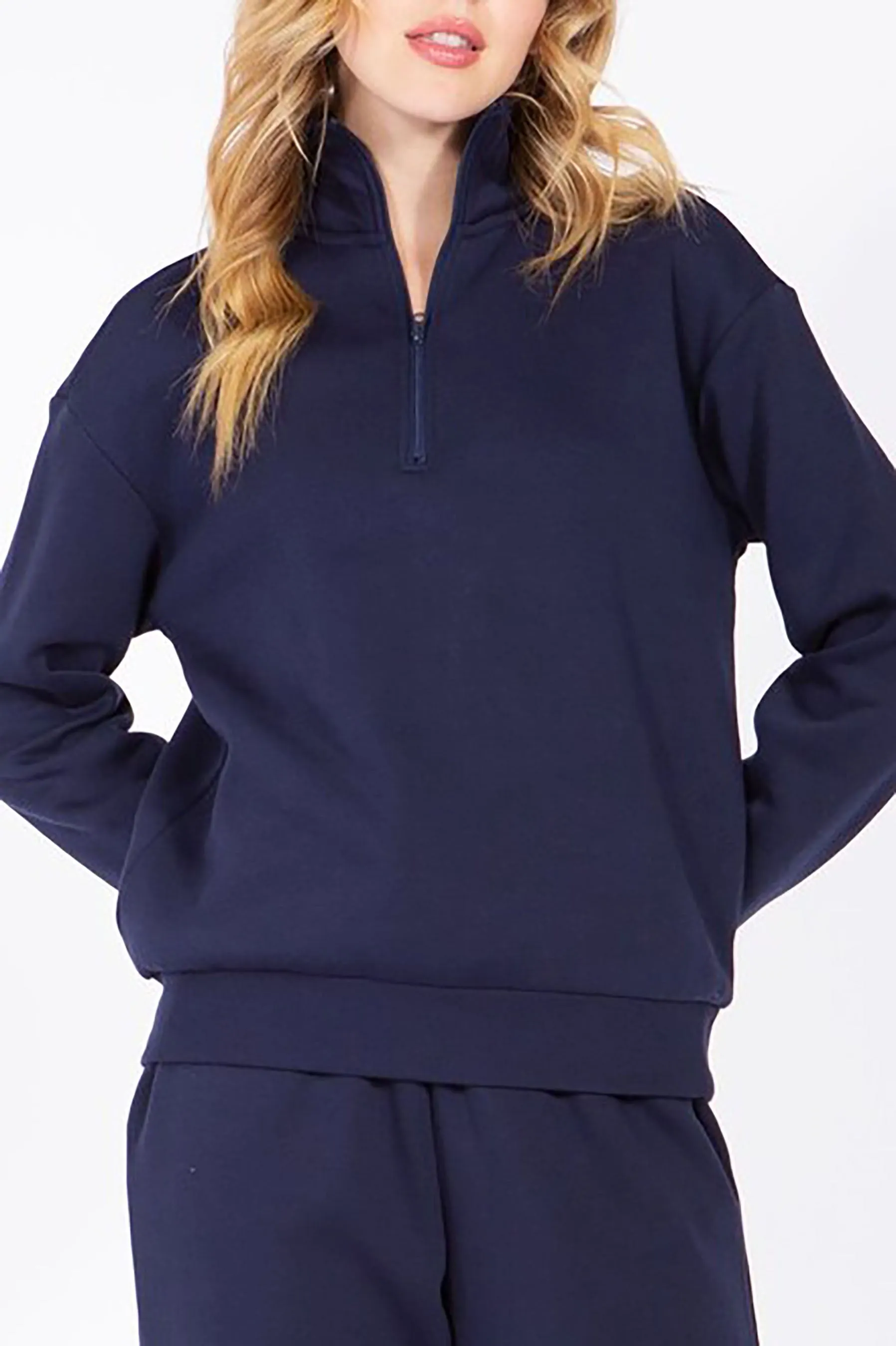 Women's Quarter Zip Fleece Pullover Sweatshirt