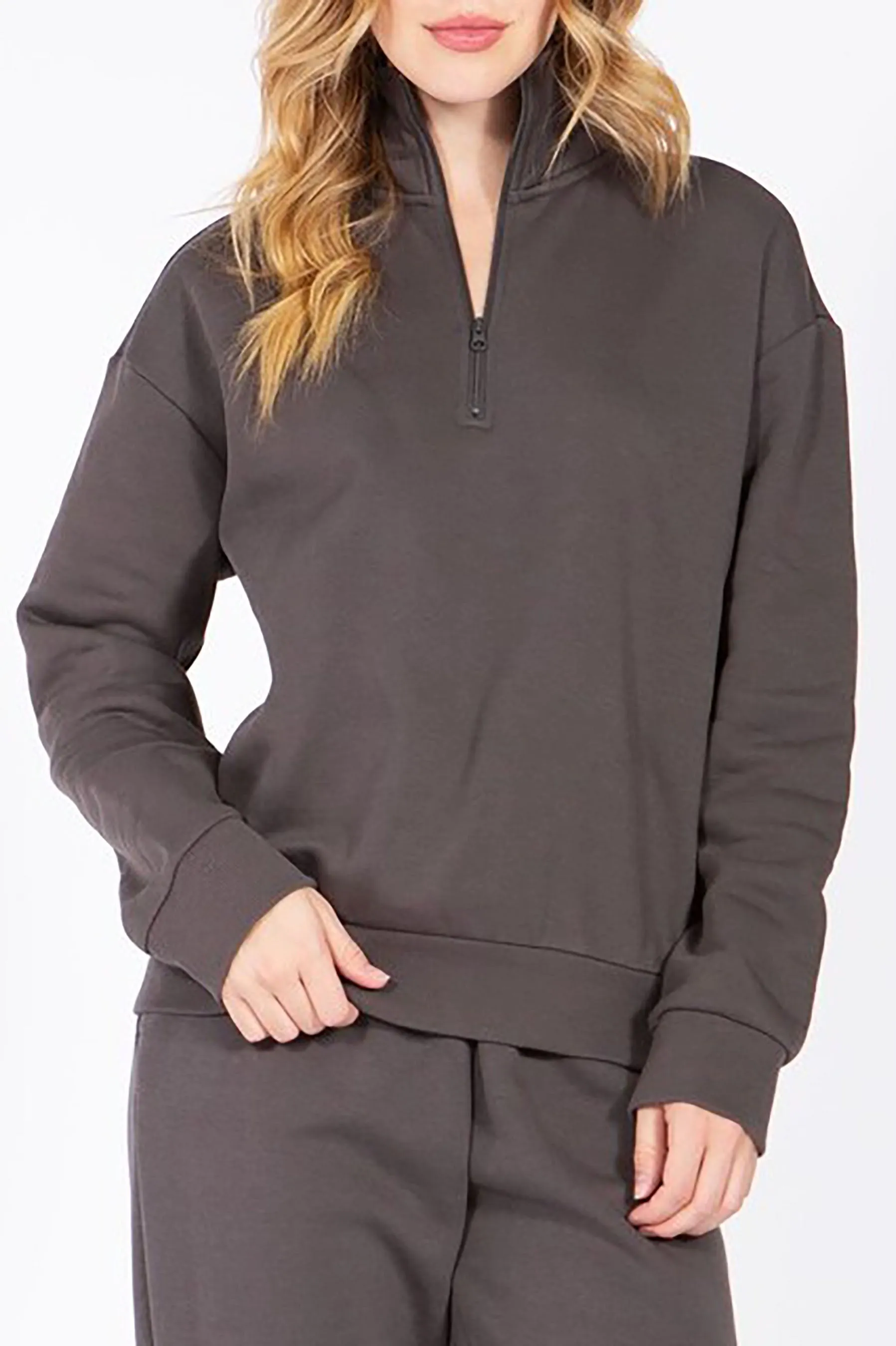 Women's Quarter Zip Fleece Pullover Sweatshirt