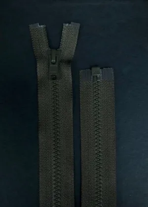 YKK, Open Ended Zip.  Vislon 5. Khaki