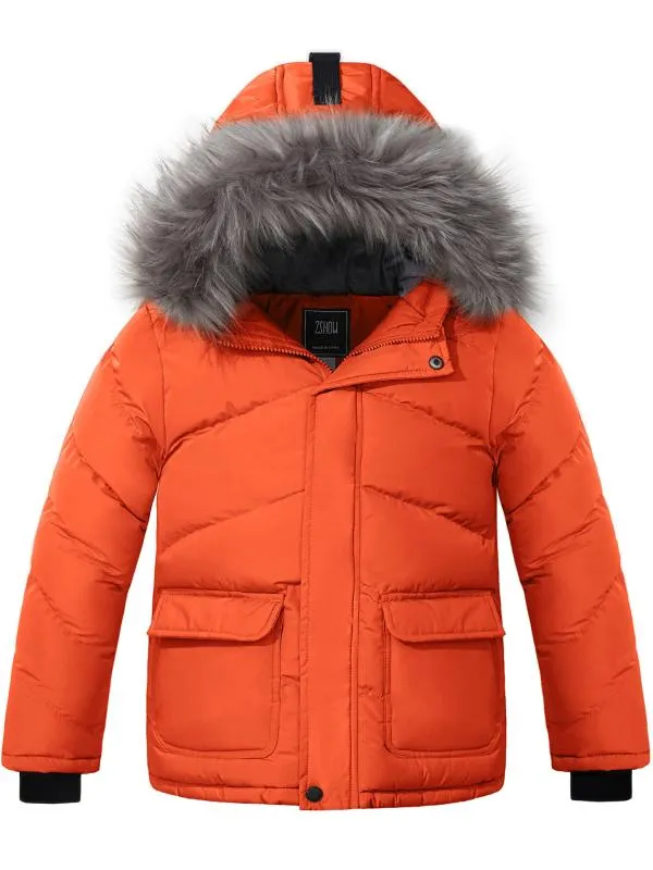 ZSHOW Boy's Hooded Puffer Jacket Thick Padded Winter Coat Windproof Parka